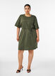 Katoenen jurk met broderie anglaise mouwen en een strik in de taille, Groen, Model image number 1