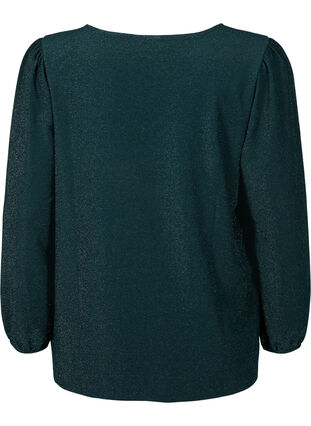Glitter blouse met pofmouwen, Black Scarab, Packshot image number 1