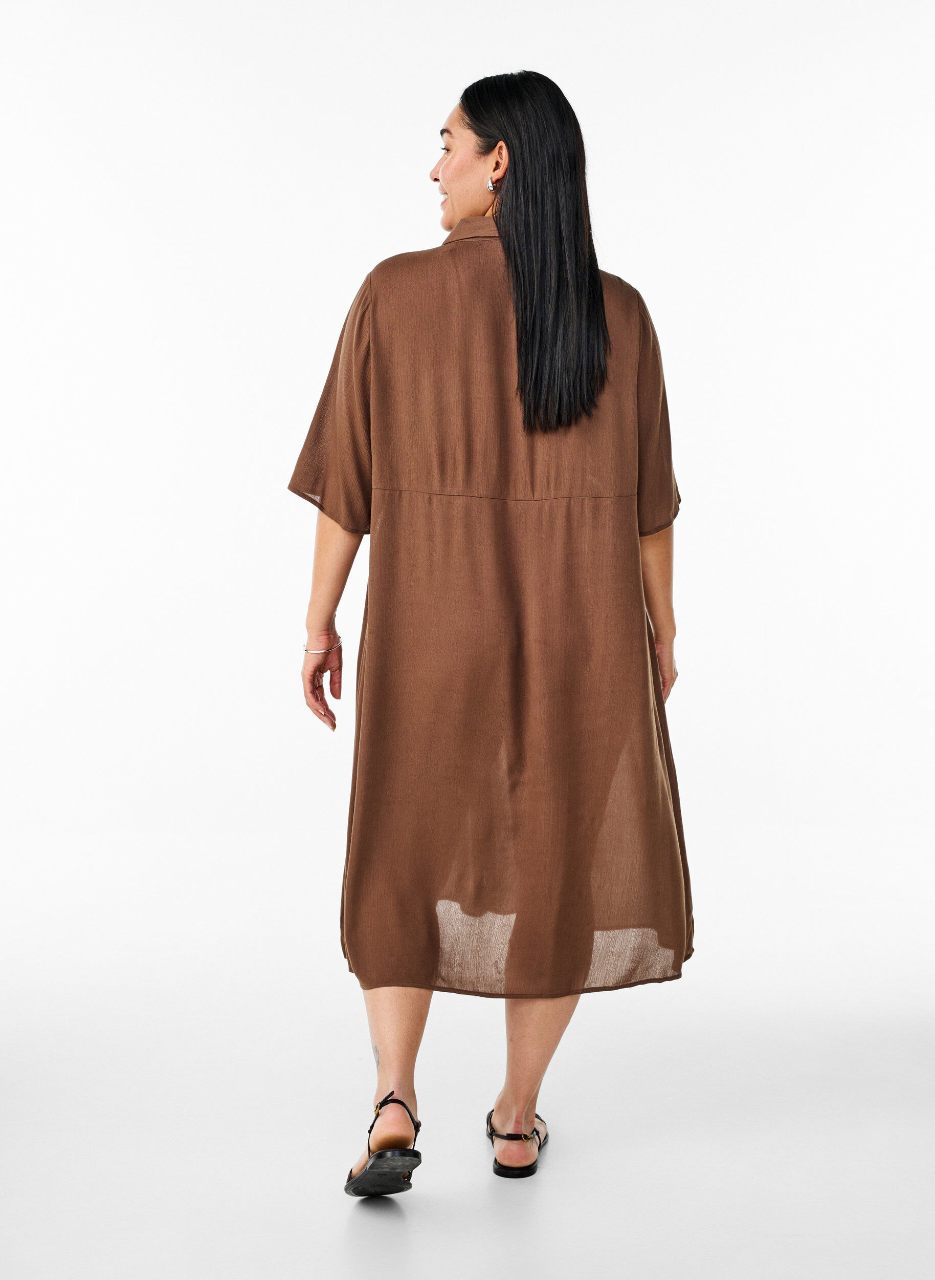 ZizziMidi shirtjurk met korte mouwen, Groen, Model image number 2