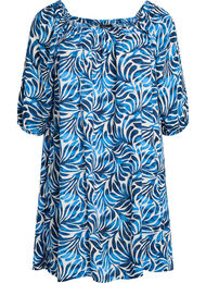 Strandjurk in viscose met print, Blauw