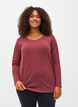 Basic top met lange mouwen, Cabernet Melange, Model image number 0