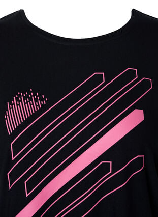 Korte mouw training t-shirt met print, Black/Pink Print, Packshot image number 2