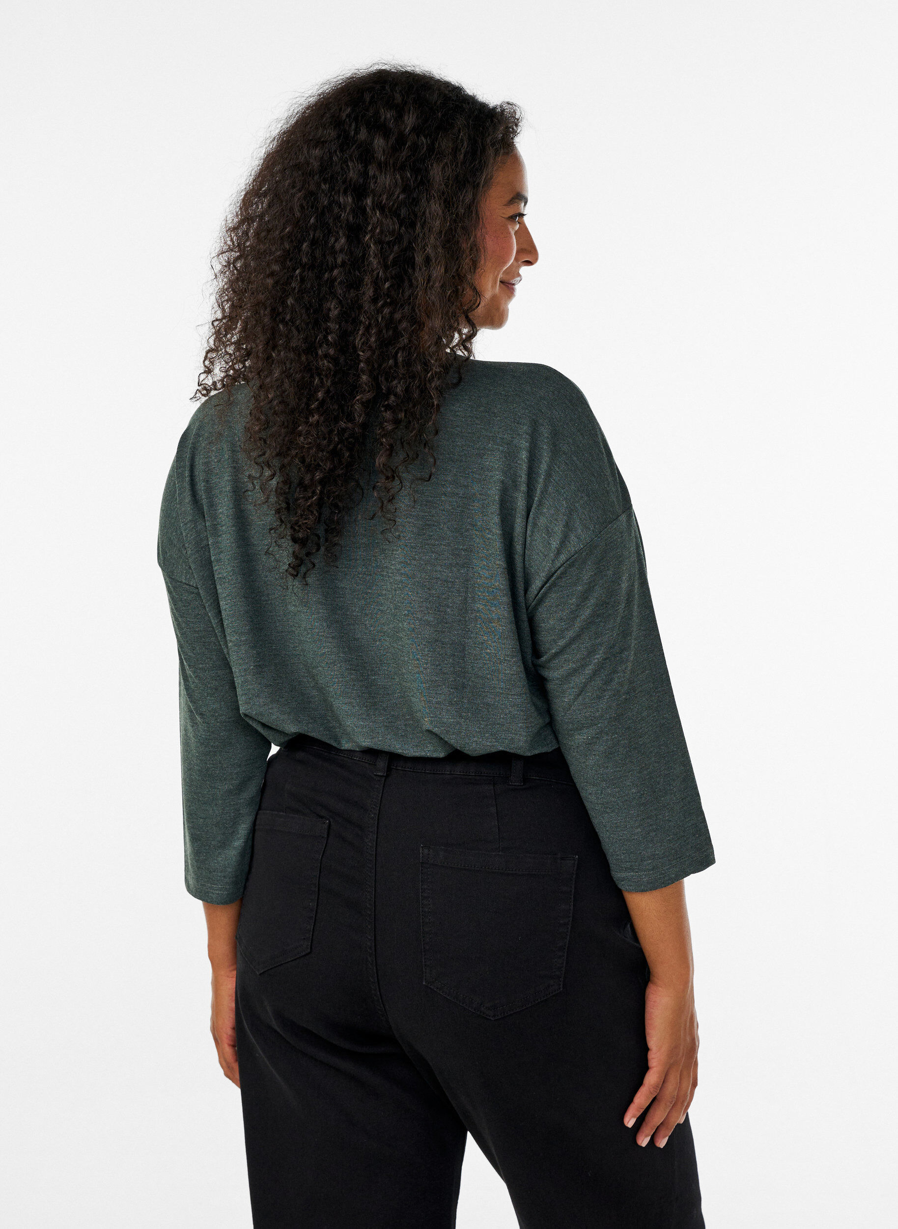 ZizziJersey blouse met 3/4 mouwen, Groen, Model image number 2