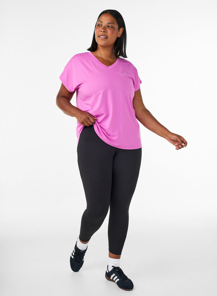 Sportief t-shirt met korte mouwen en v-hals, Paars, Model image number 1