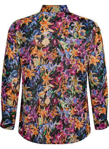FLASH - Shirt met lange mouwen en bloemenprint, Orange Pink Flower , Packshot image number 1