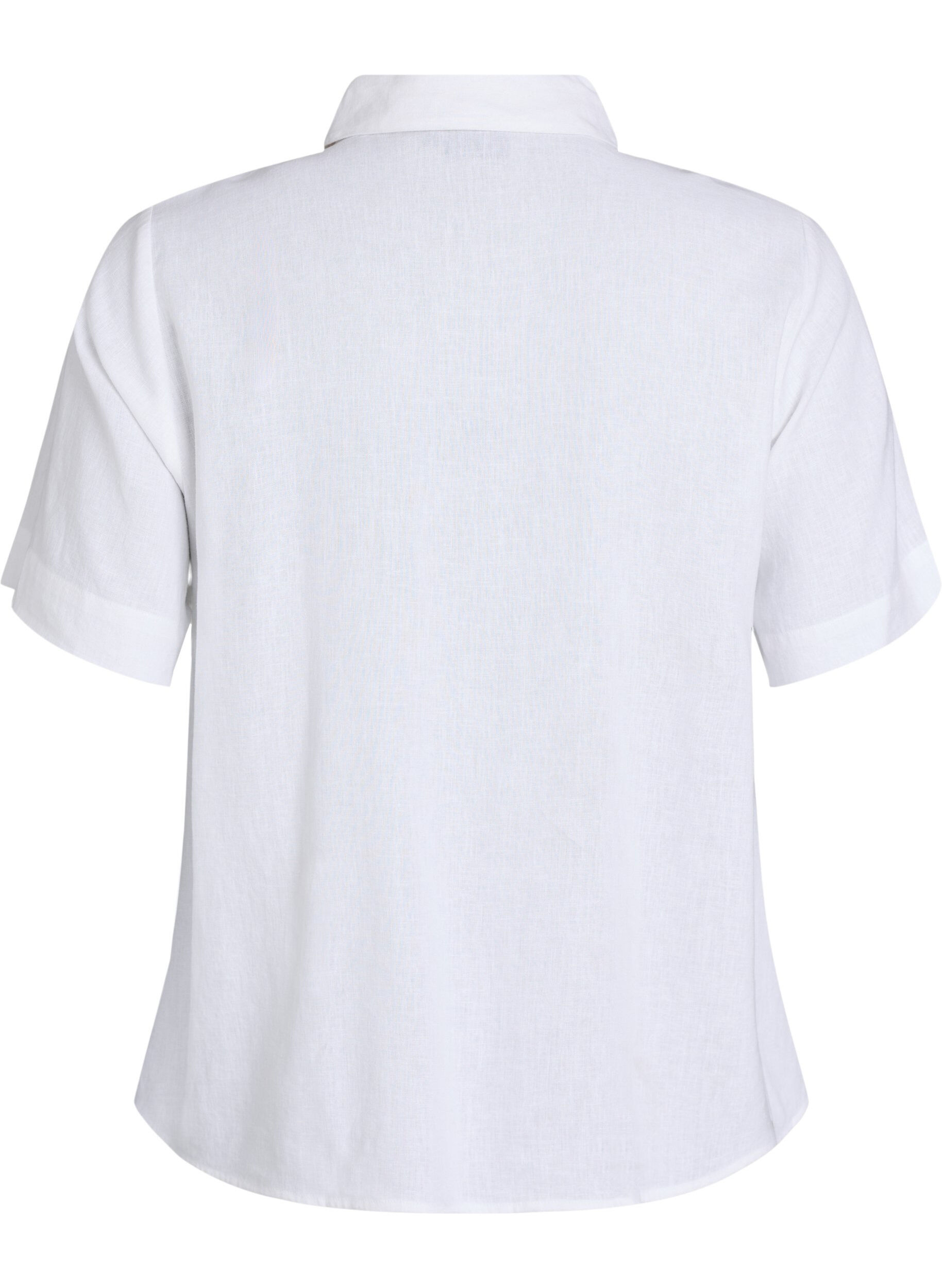 Zizzi Shirt met korte mouwen in linnen en viscose, Wit, Packshot image number 1