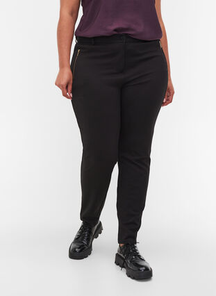 Nauwsluitende broek met zakken en rits, Black, Model image number 2