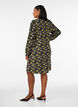 Jurk van viscose met patroon en lange mouwen, Zwart, Model image number 2