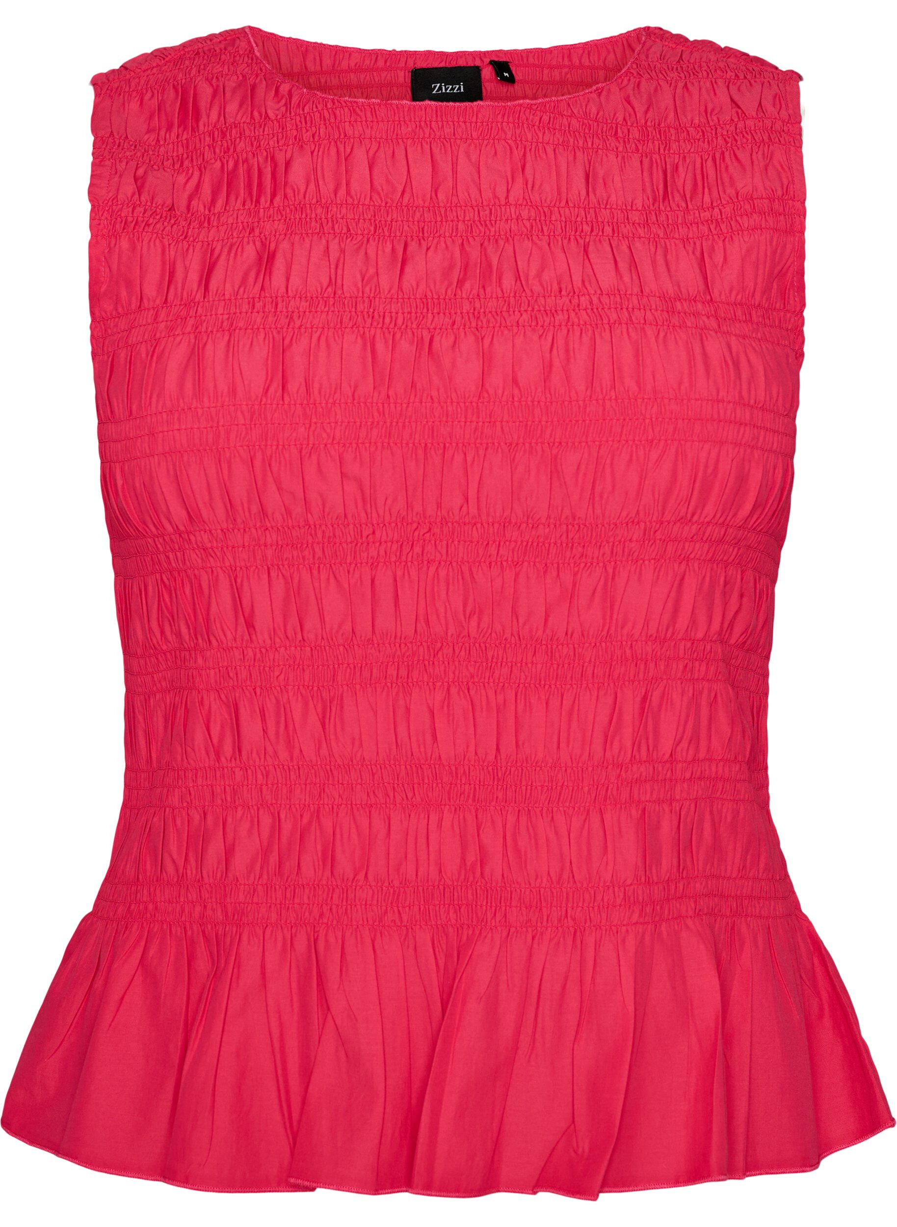 ZizziSmocktop met boothals en peplumzoom, Roze, Packshot image number 0