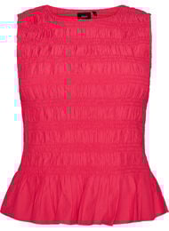 Smocktop met boothals en peplumzoom, Roze