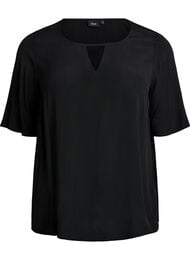 Viscose blouse met korte mouwen, Zwart