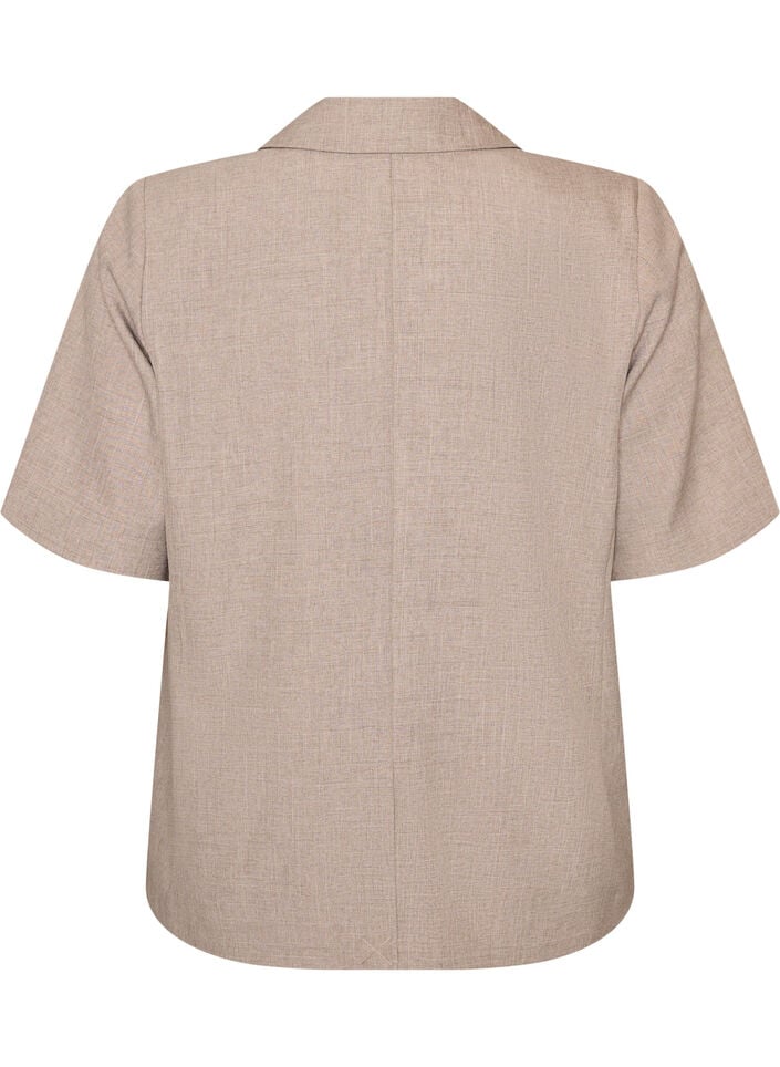Blazer met korte mouwen en revers, Bruin, Packshot image number 1