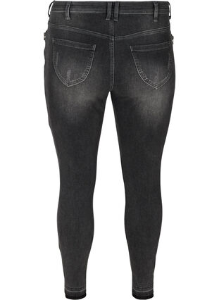 Super slim fit Amy jeans met slijtage, Grey Denim, Packshot image number 1