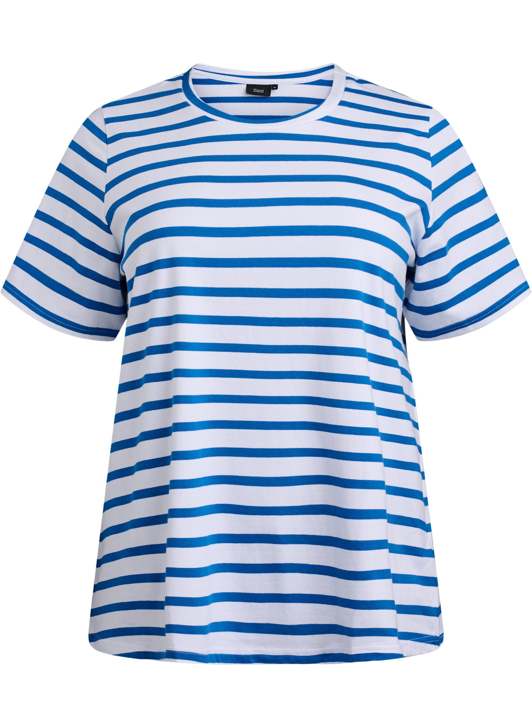 Zizzi Gestreept T-shirt van biologisch katoen, Blauw, Packshot image number 0