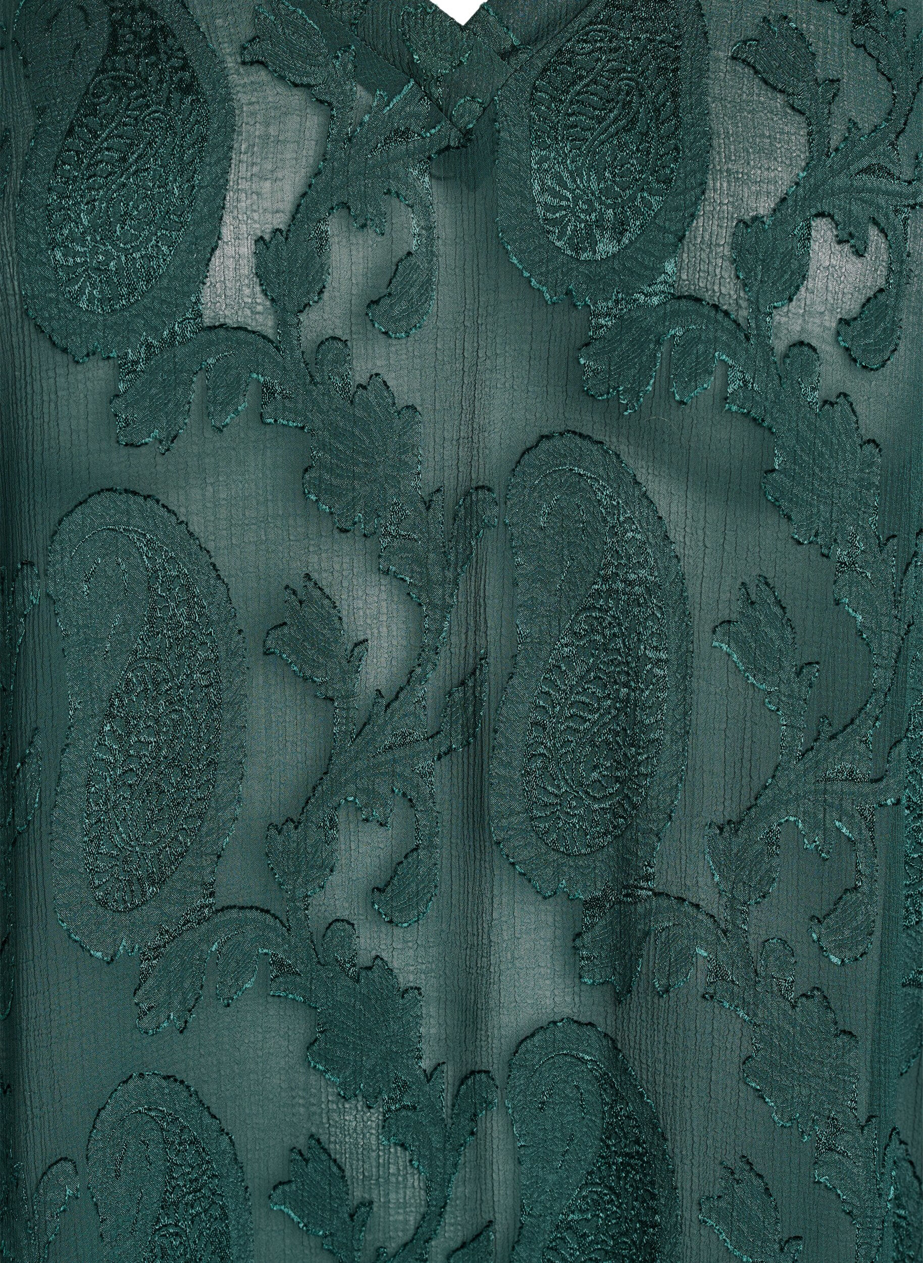 Zizzi Tuniek met paisley-textuur en lange mouwen, Groen, Packshot image number 2
