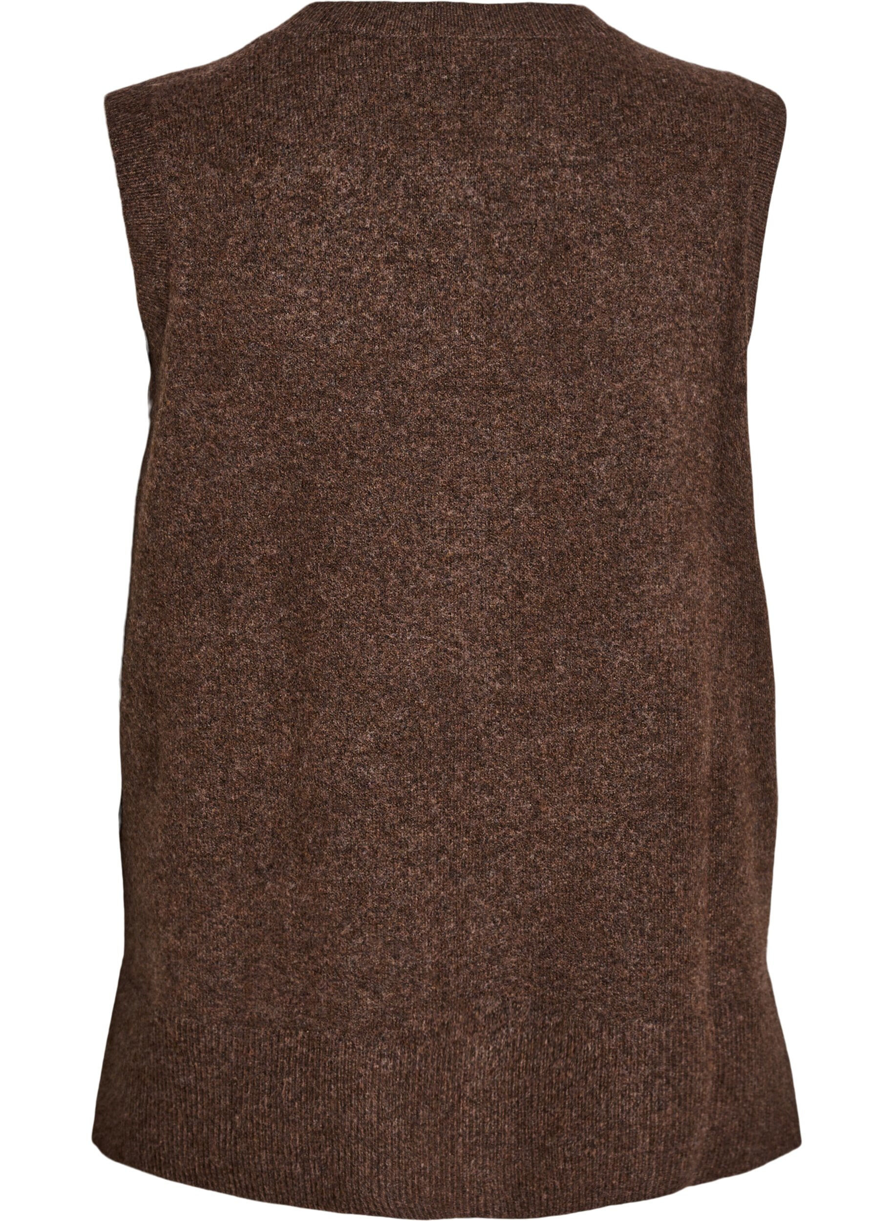 ZizziGebreid vest met geribbelde randen, Groen, Packshot image number 1