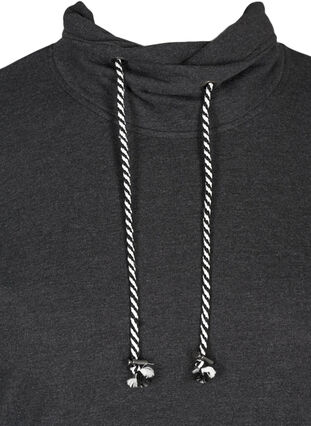 sweatshirt met trekkoorden bij de hals, Black Mel., Packshot image number 2