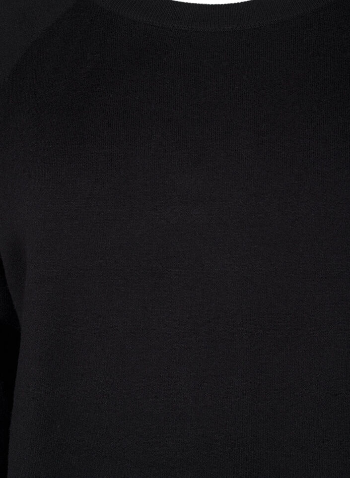 Gebreide jurk met ronde hals en split, Zwart, Packshot image number 2