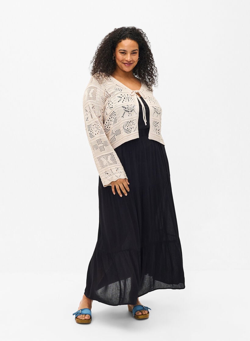 Lange rok met elastiek in de taille, Zwart, Model image number 0