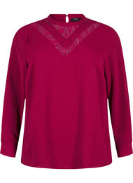 Blouse met kanten detail, Red Plum