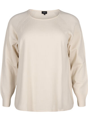 Gebreide blouse met raglanmouwen, Birch Mel., Packshot image number 0
