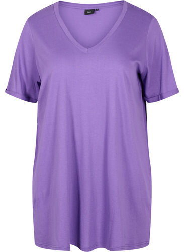 Effen kleur oversized v-hals t-shirt, Deep Lavender, Packshot image number 0