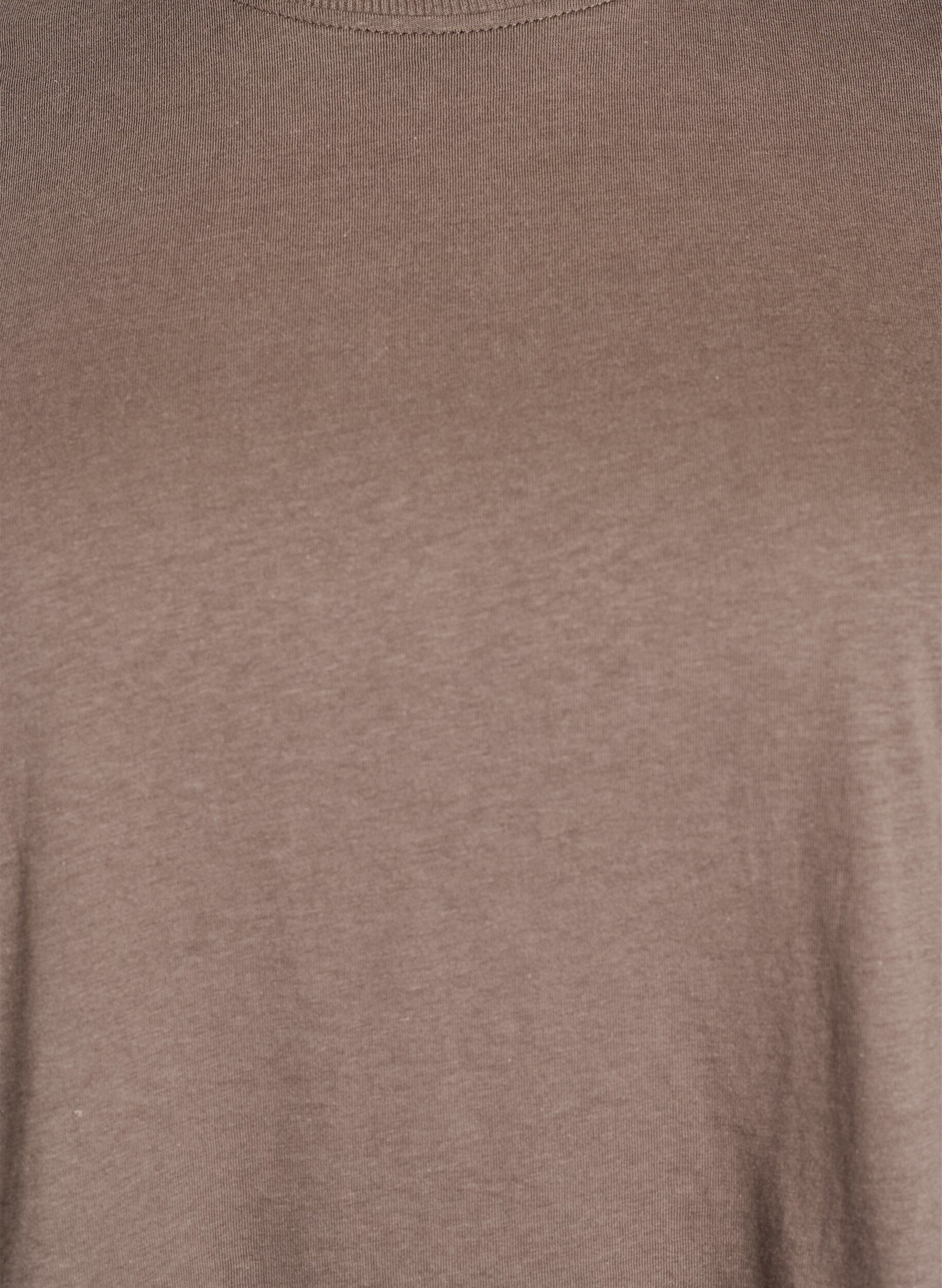 Zizzi Basic katoenen T-shirt met ronde hals, Bruin, Packshot image number 2