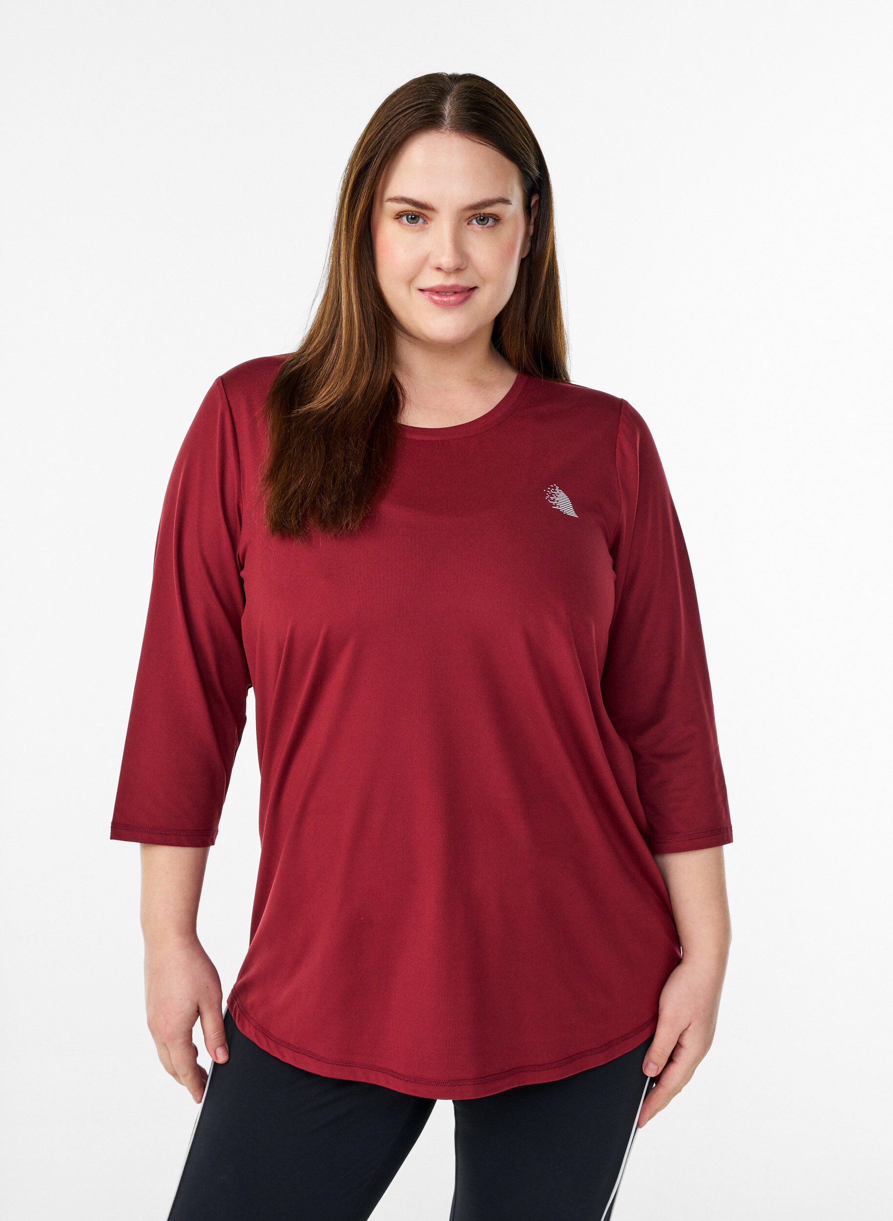Zizzi Sporttop met 3/4 mouwen, Rood, Model image number 0