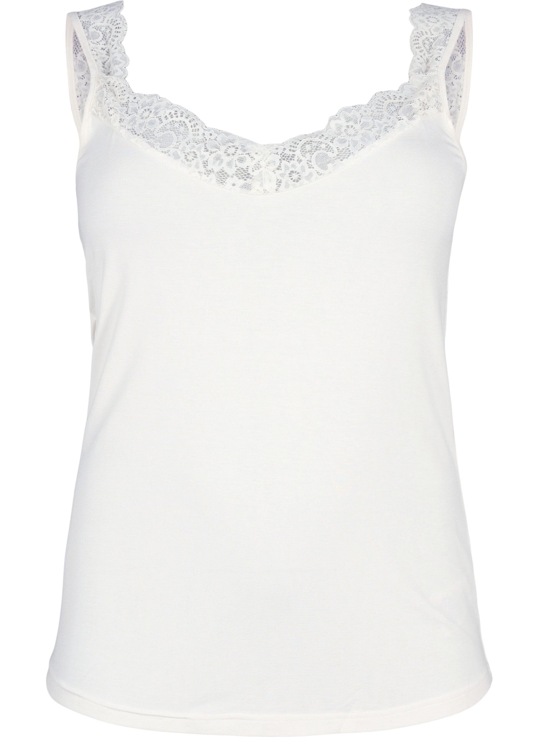 Top van viscose met kanten rand