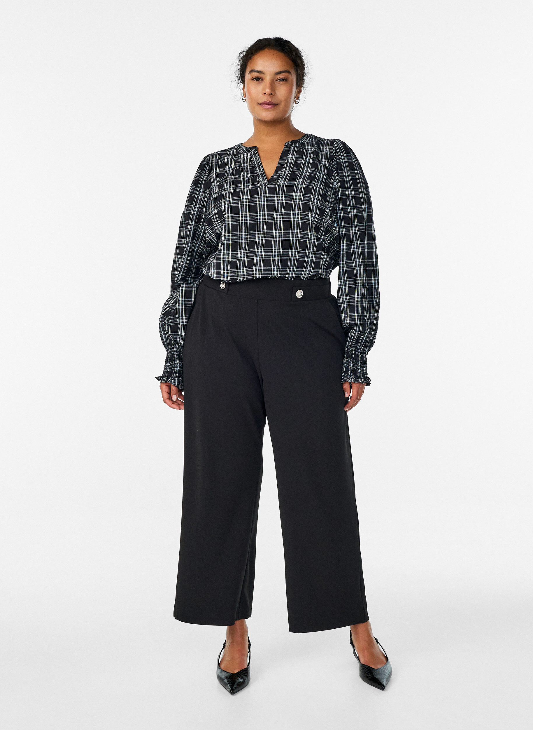 ZizziLosse broek met zakken, Zwart, Model image number 0