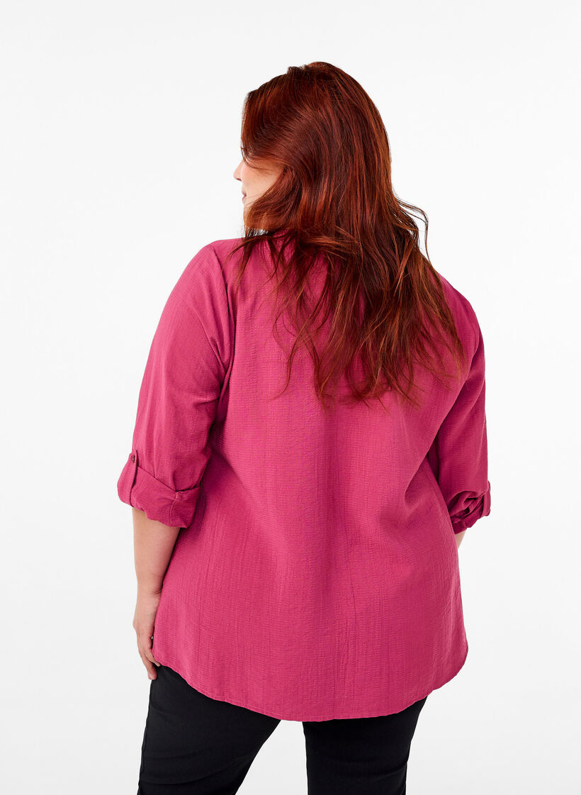 Viscose overhemd blouse met driekwart mouwen., Malaga, Model image number 1
