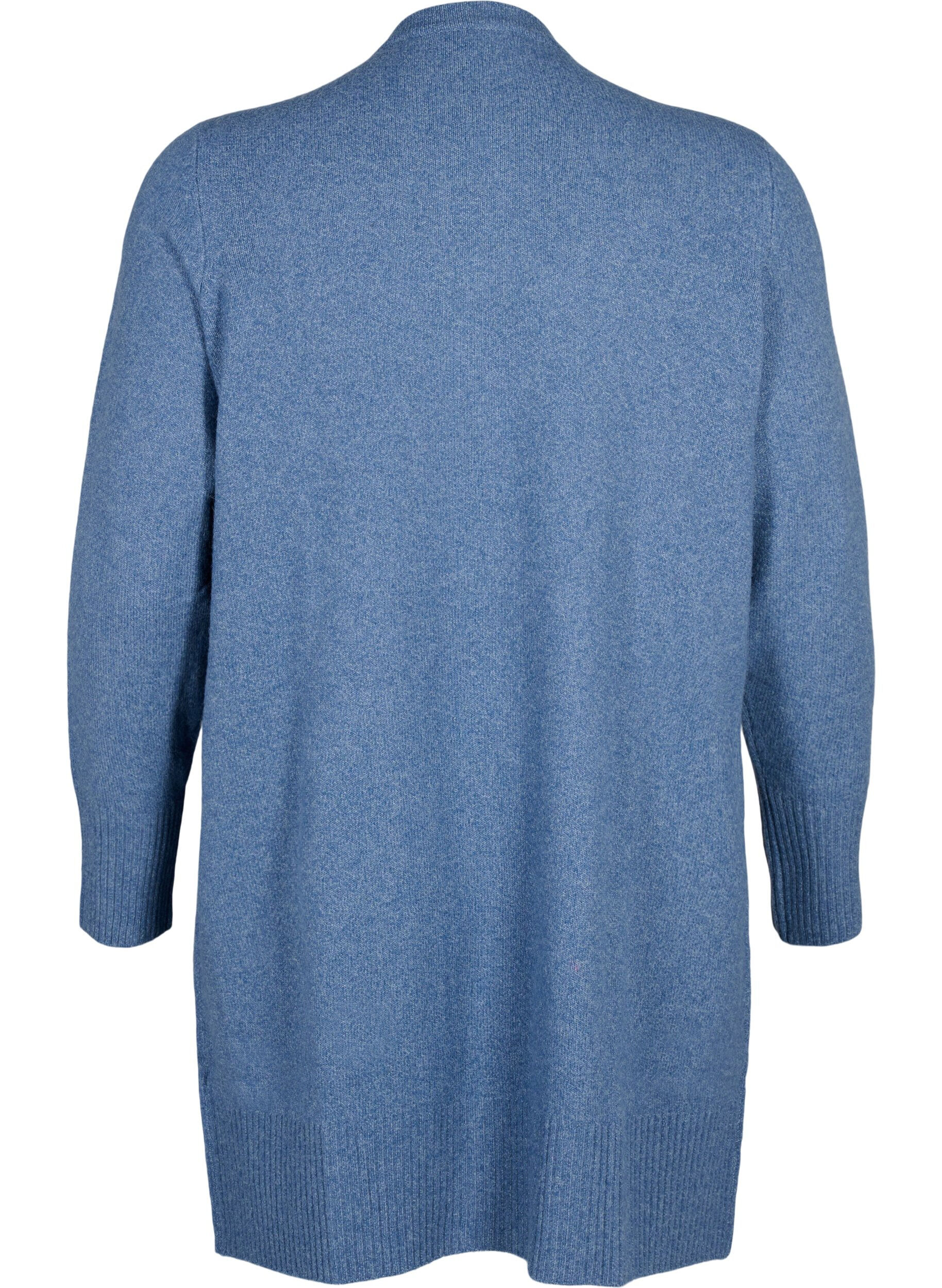 ZizziGeribd gebreid vest met zakken, Blauw, Packshot image number 1