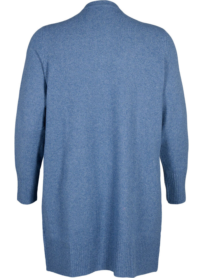 Geribd gebreid vest met zakken, Blauw, Packshot image number 1