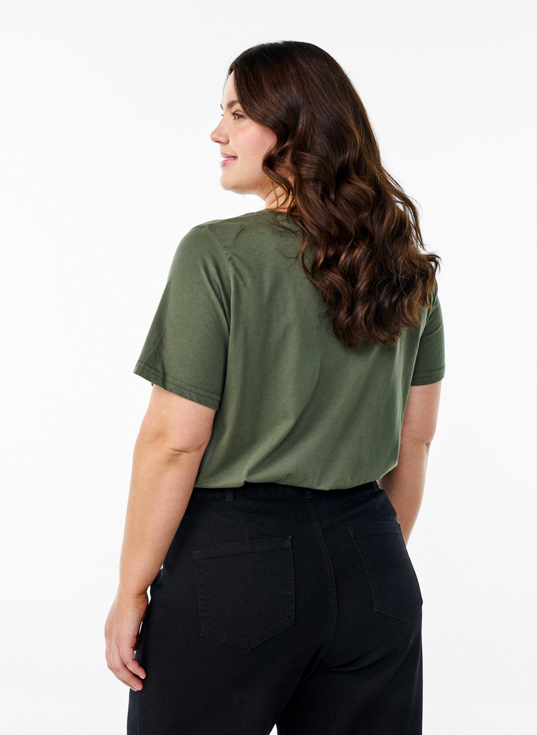 Zizzi FLASH - T-shirt met motief, Groen, Model image number 2