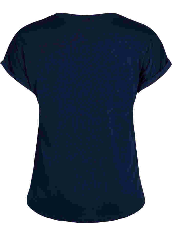 T-shirt met korte mouwen van katoenmix, Navy Blazer, Packshot image number 1