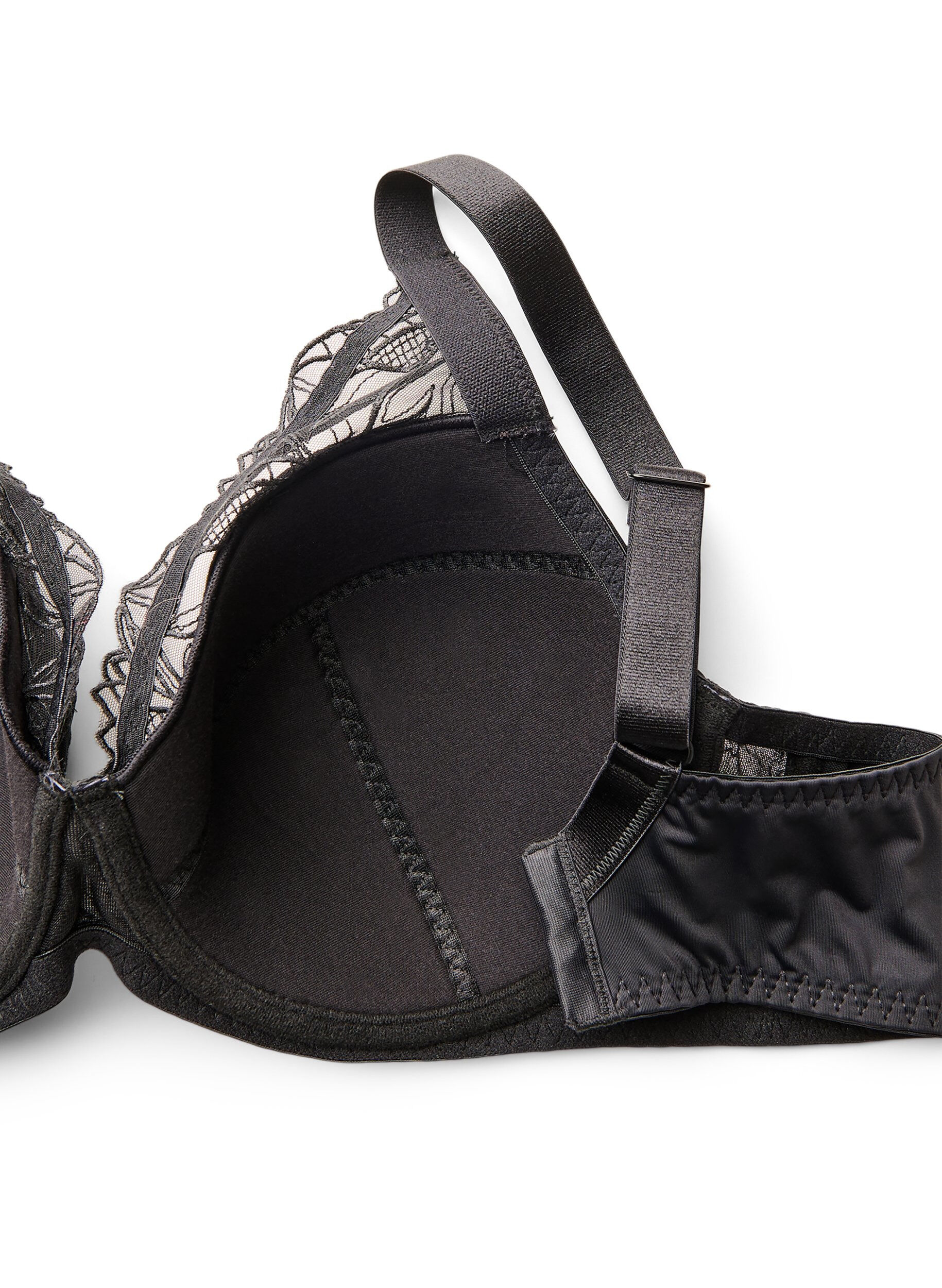 Zizzi Gewatteerde kanten beha met beugel, Zwart, Packshot image number 3