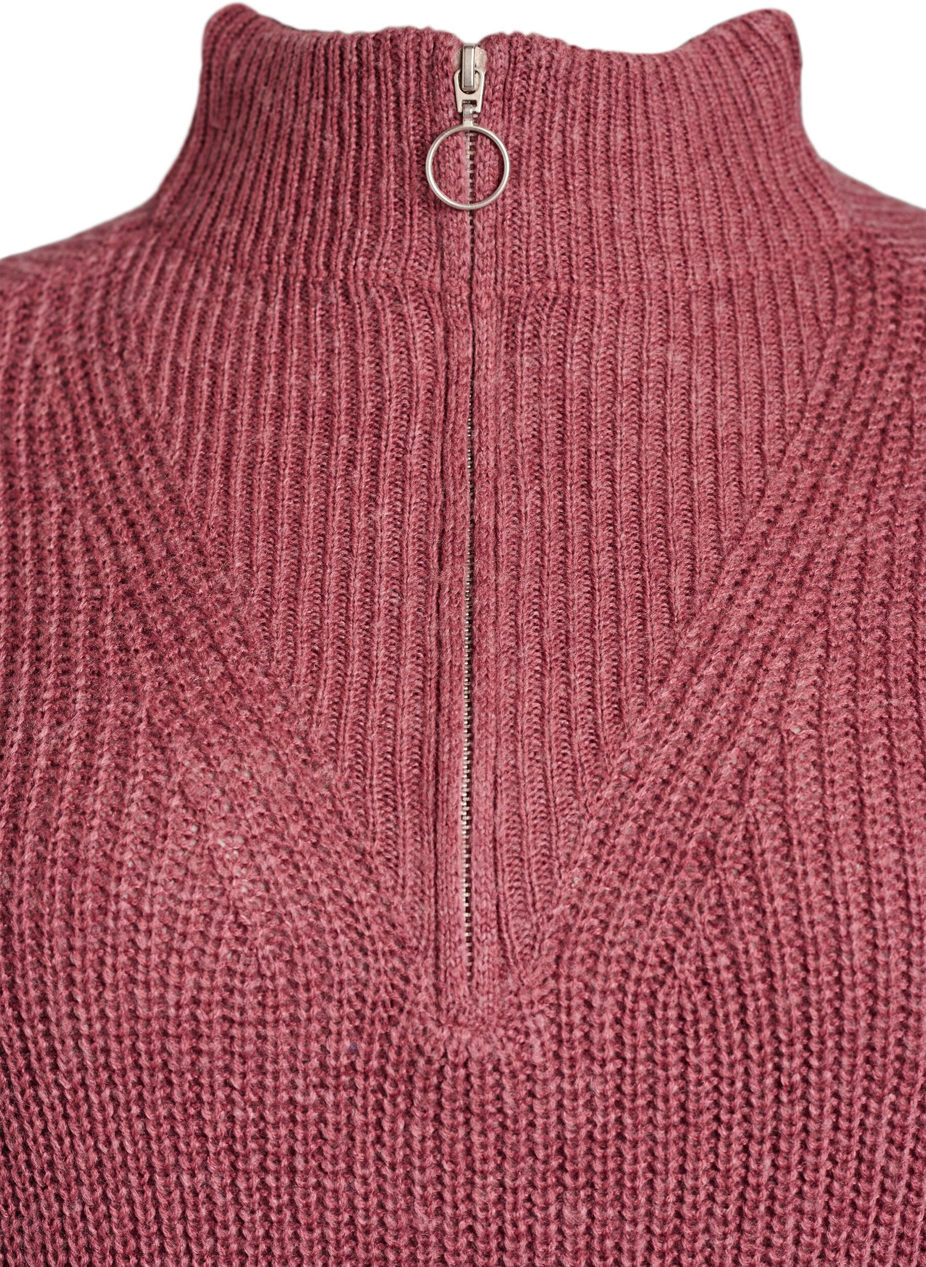 Zizzi FLASH - Korte gebreide jurk met hoge hals, Roze, Packshot image number 2