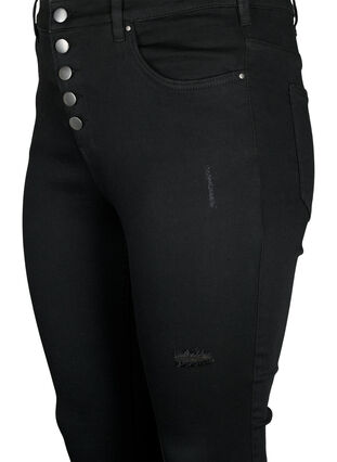 Amy jeans met hoge taille en knopen, Black, Packshot image number 2