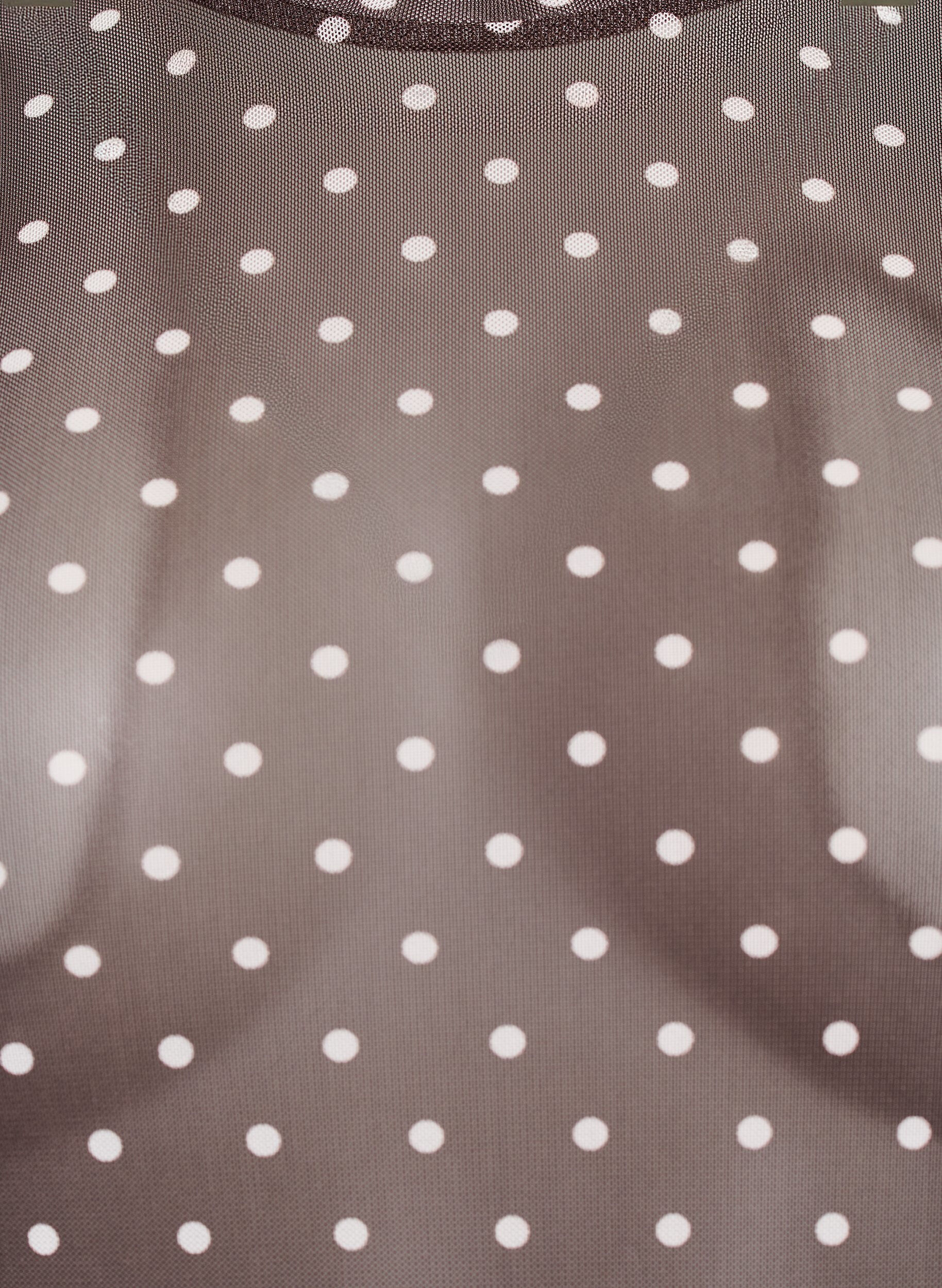 Zizzi Mesh blouse met stippen, Bruin, Packshot image number 2