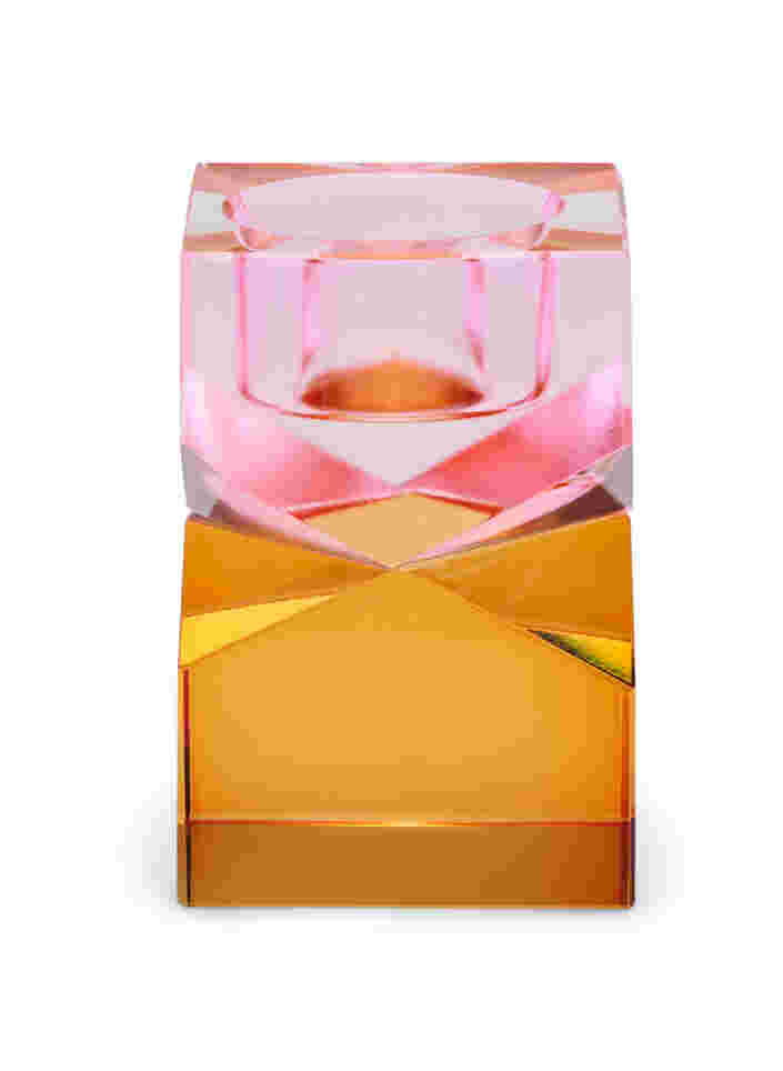 Kaarsenhouder in kristalglas, Pink/Amber, Packshot image number 0