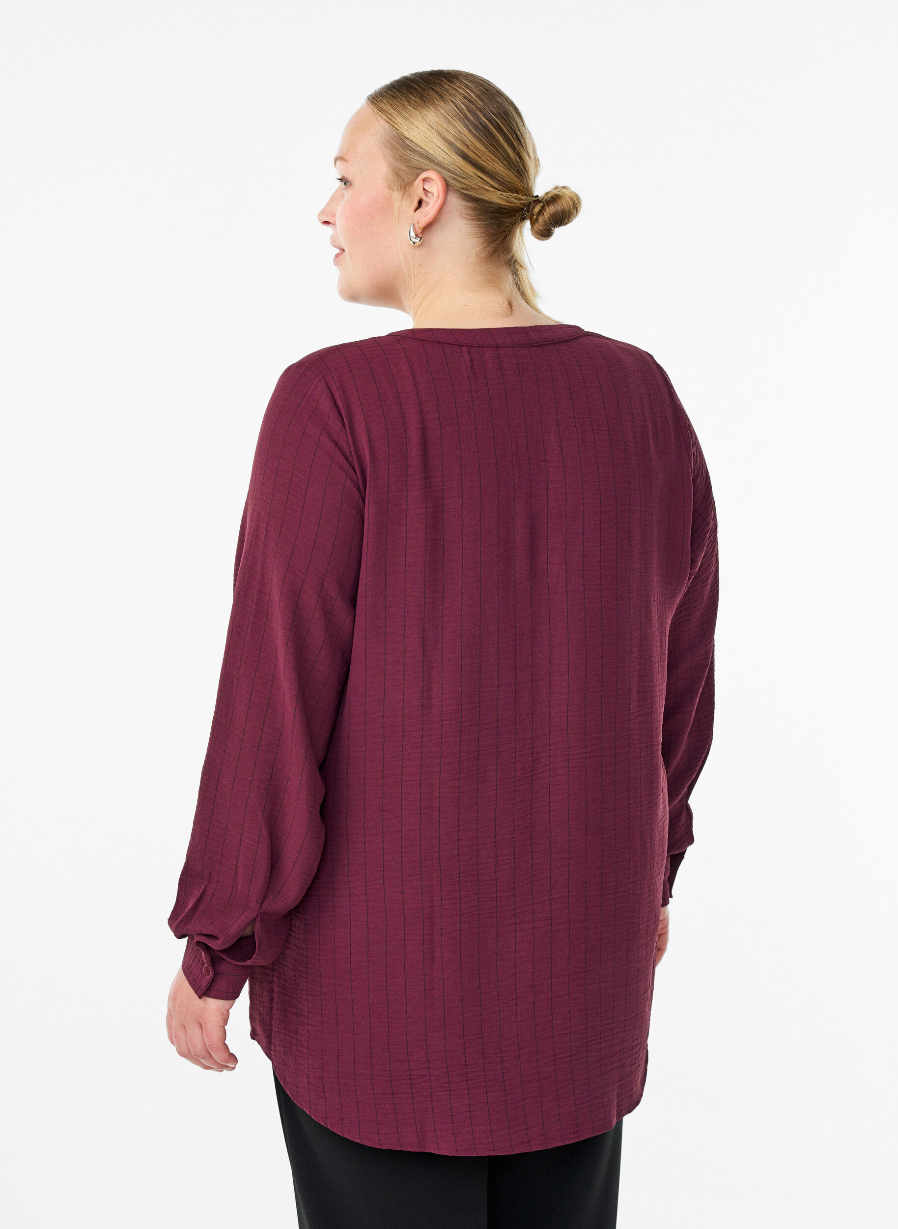 Zizzi FLASH - Streepjes overhemdblouse, Rood, Model image number 2