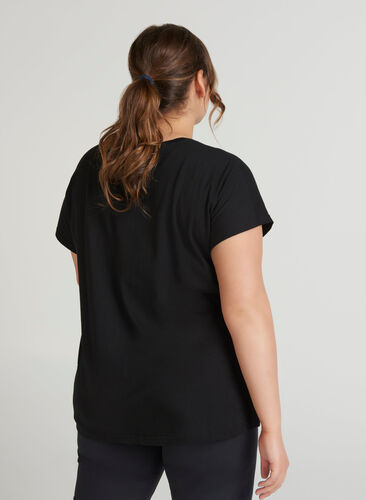 T-shirt met print, Black, Model image number 1