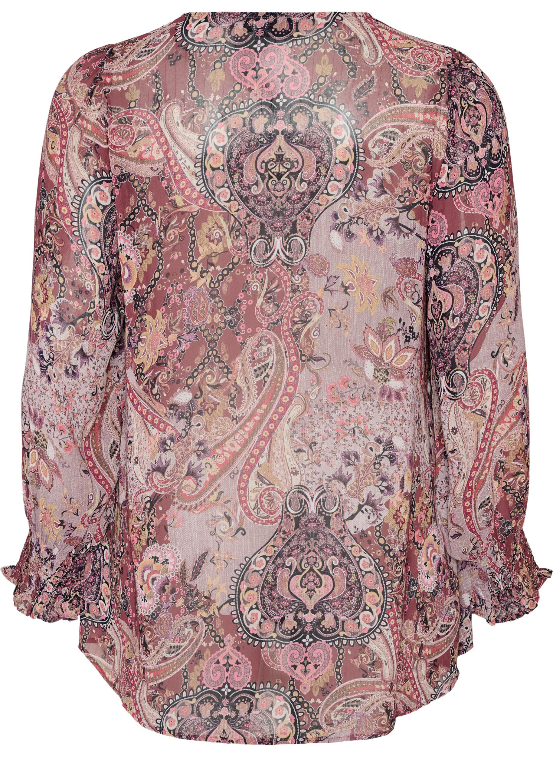 ZizziTunic met paisleyprint en gesmokte manchetten, Roze, Packshot image number 1
