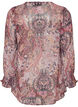 Tunic met paisleyprint en gesmokte manchetten, Roze, Packshot image number 1