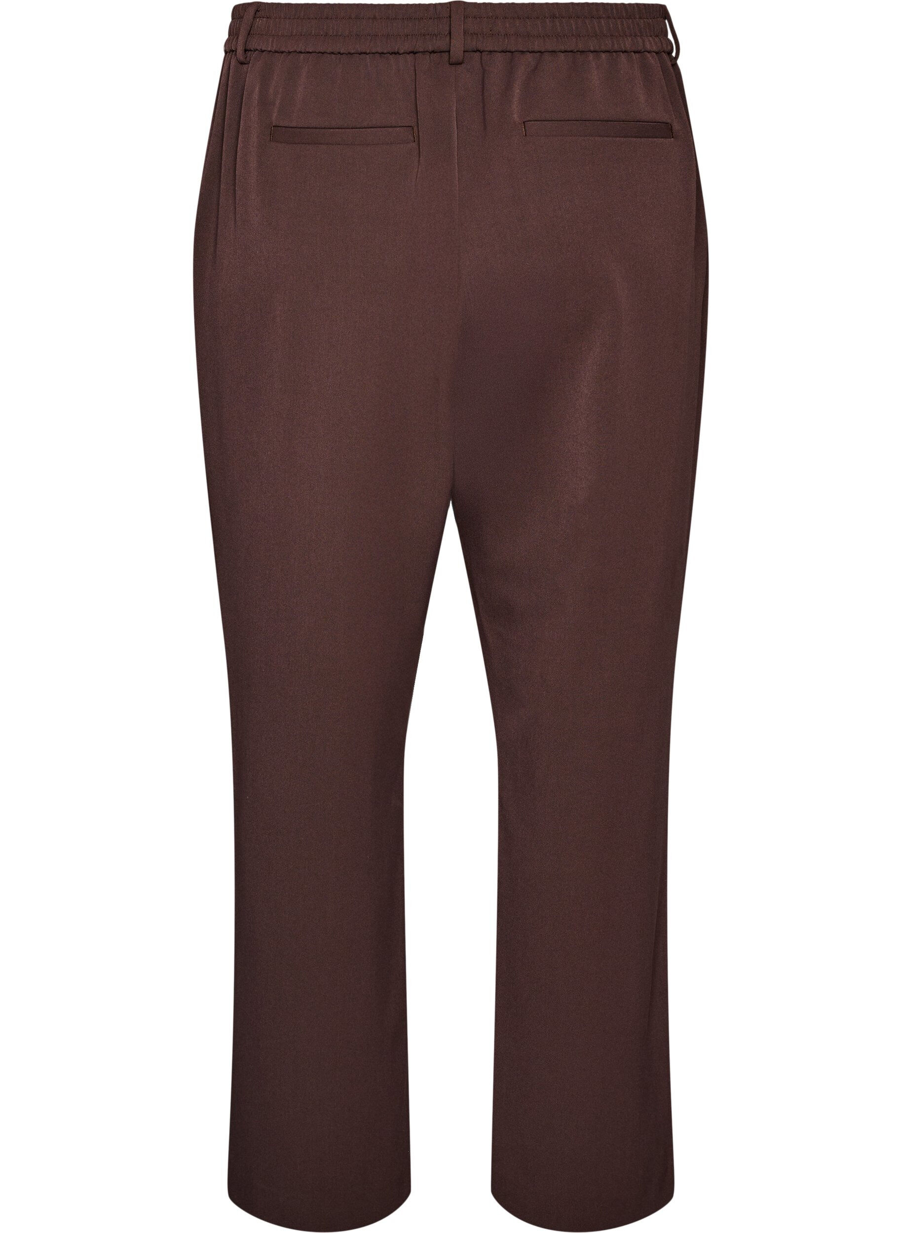 ZizziHoogtailleerde pantalon met rechte pasvorm, Bruin, Packshot image number 1