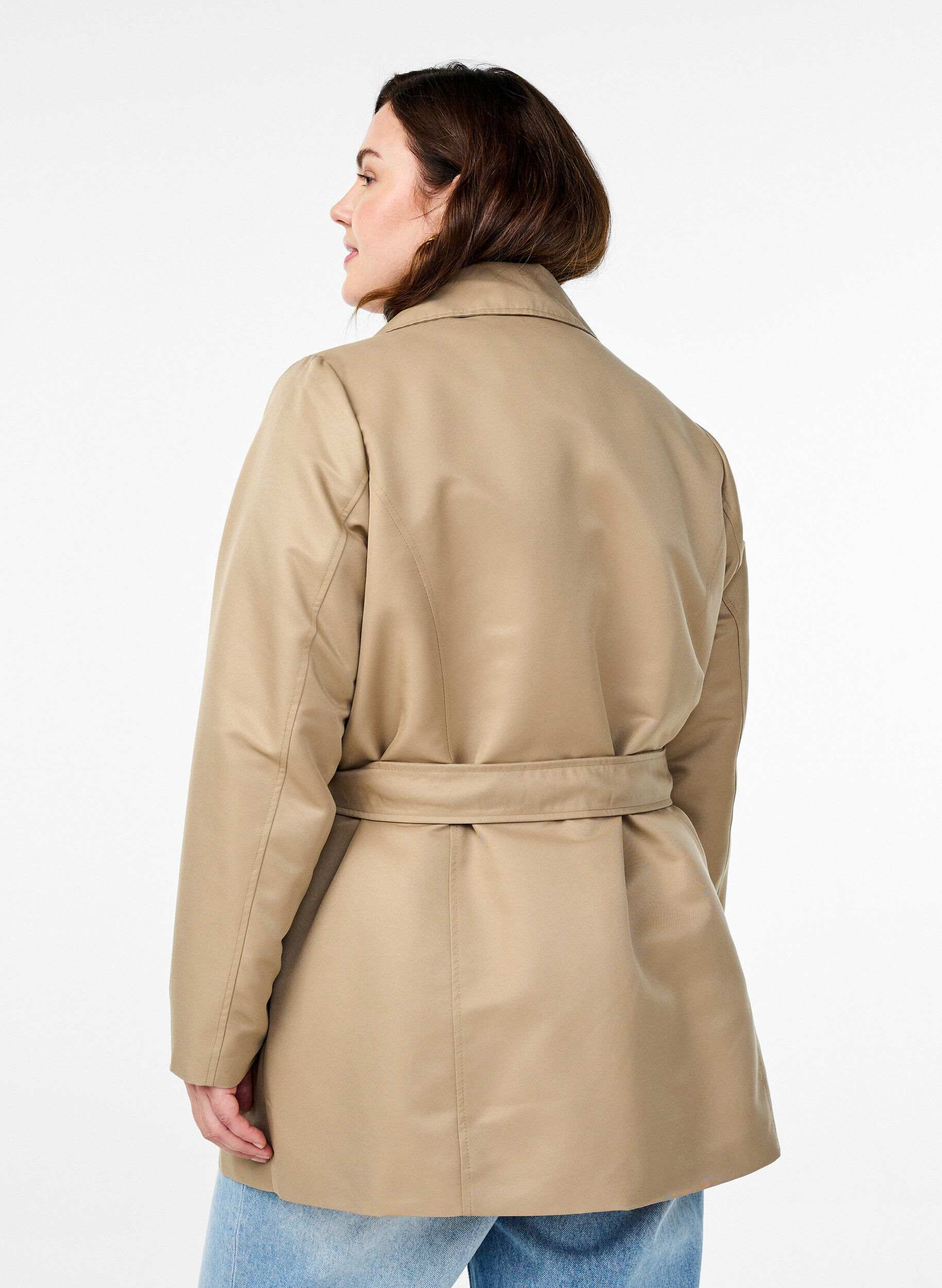 Zizzi Korte trenchcoat met riem, Beige, Model image number 2