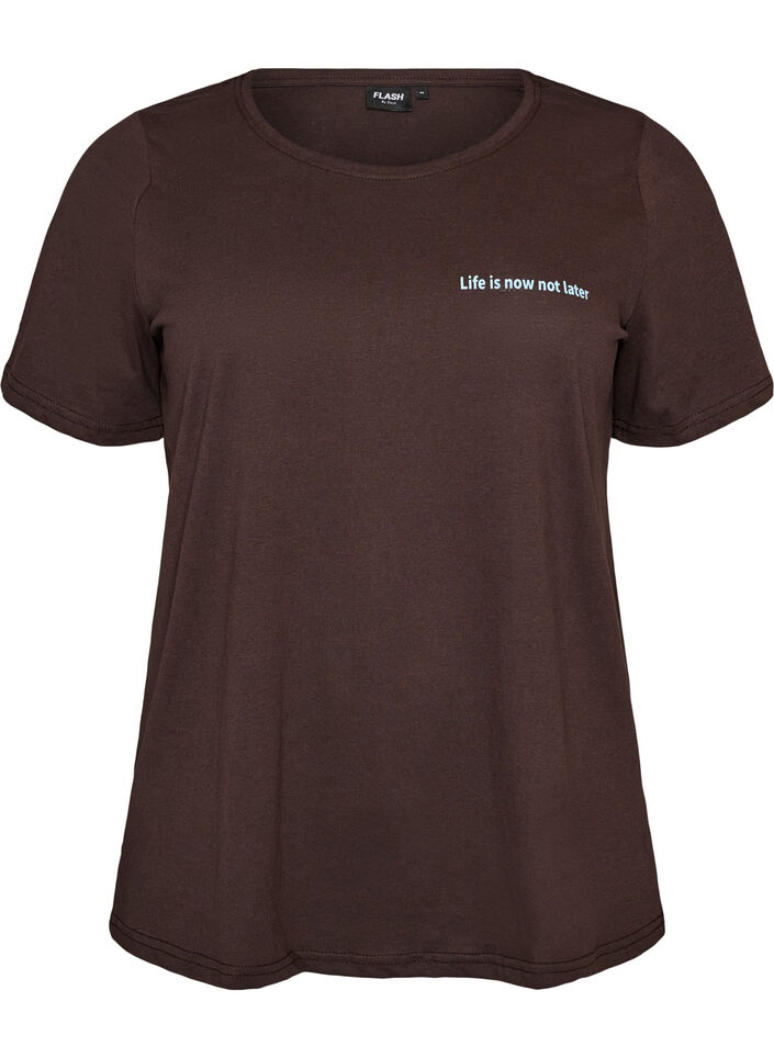 T-shirt met motief, Bruin, Packshot image number 0