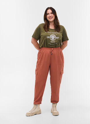 Katoenen t-shirt met print, Ivy Green ATHLETIC, Model image number 2