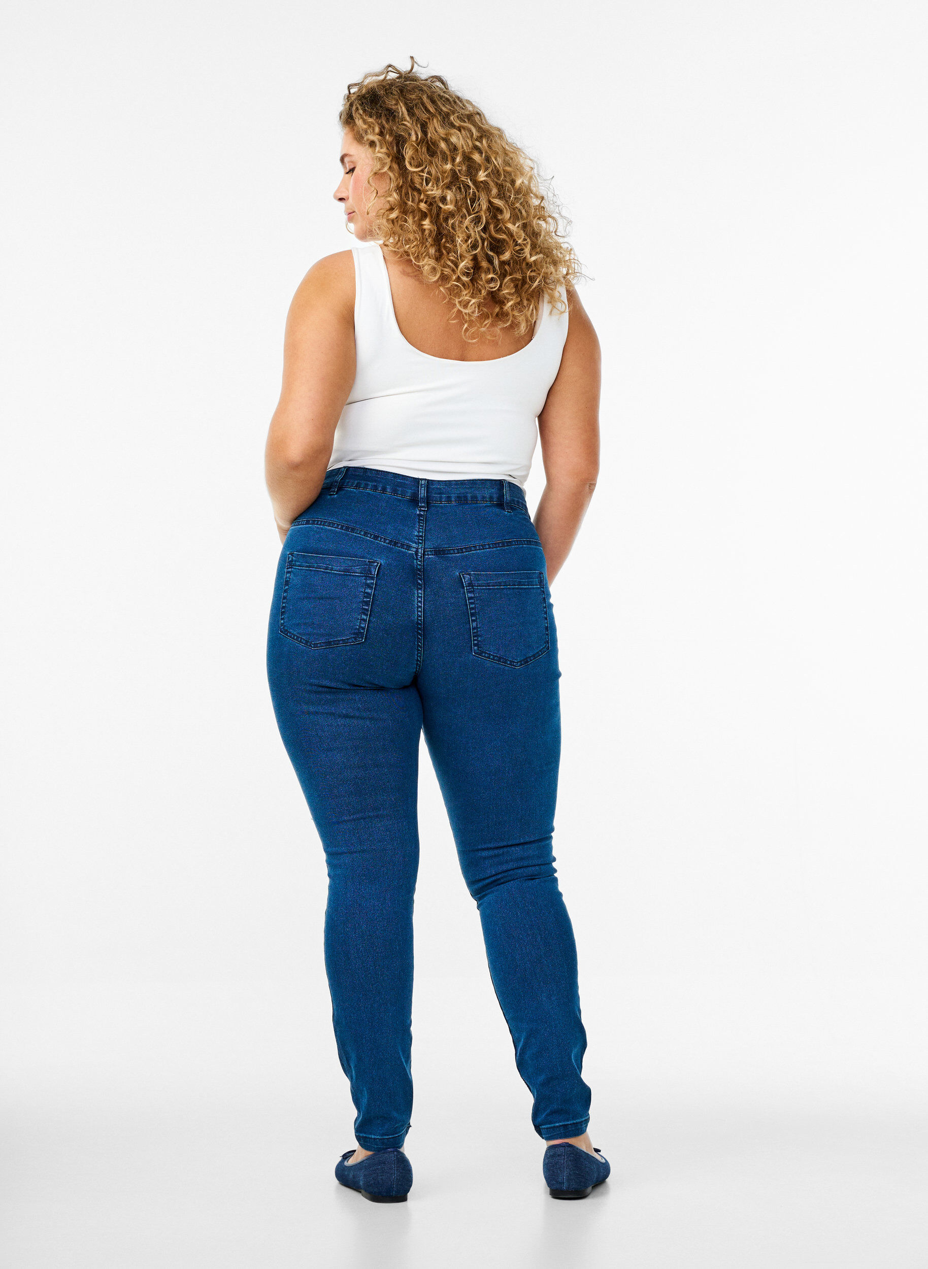 Zizzi super slim fit Amy jeans met hoge taille, Blauw, Model image number 1