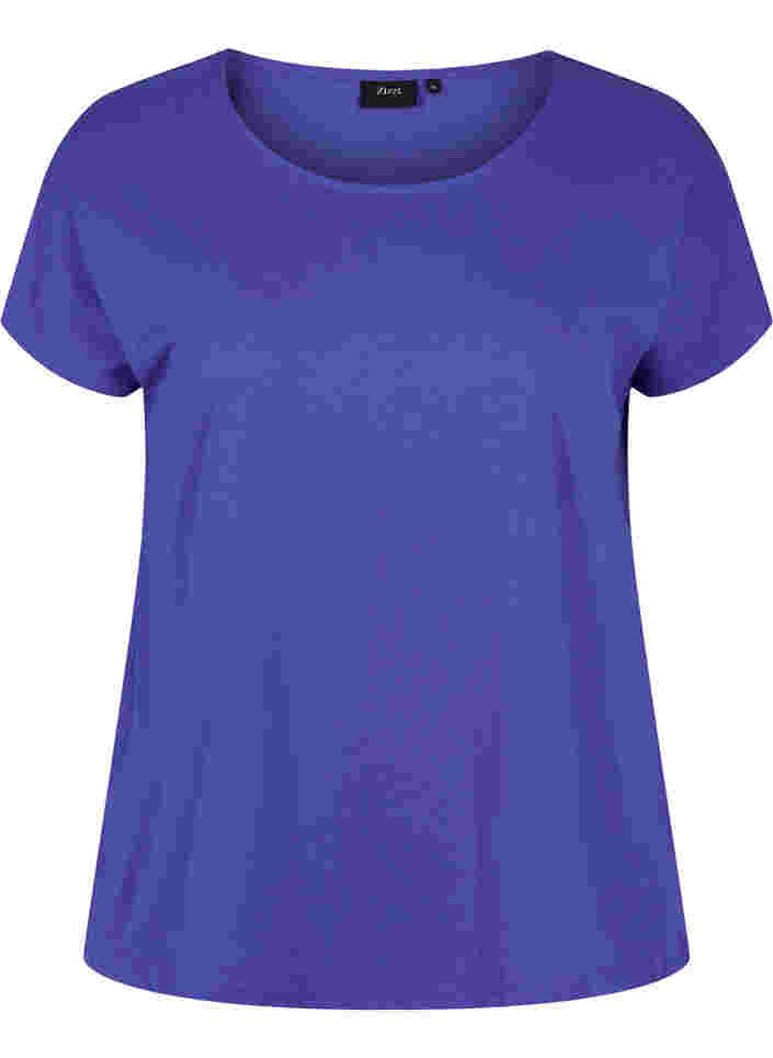 T-shirt met mix van katoen, Dazzling Blue, Packshot image number 0